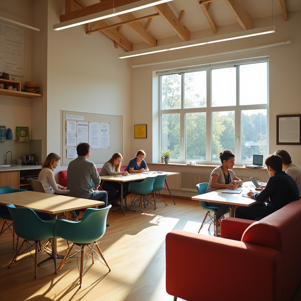 Community hub with gathering spaces