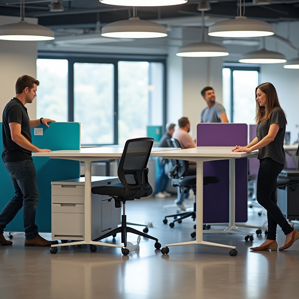Modular furniture in flexible workspace configuration