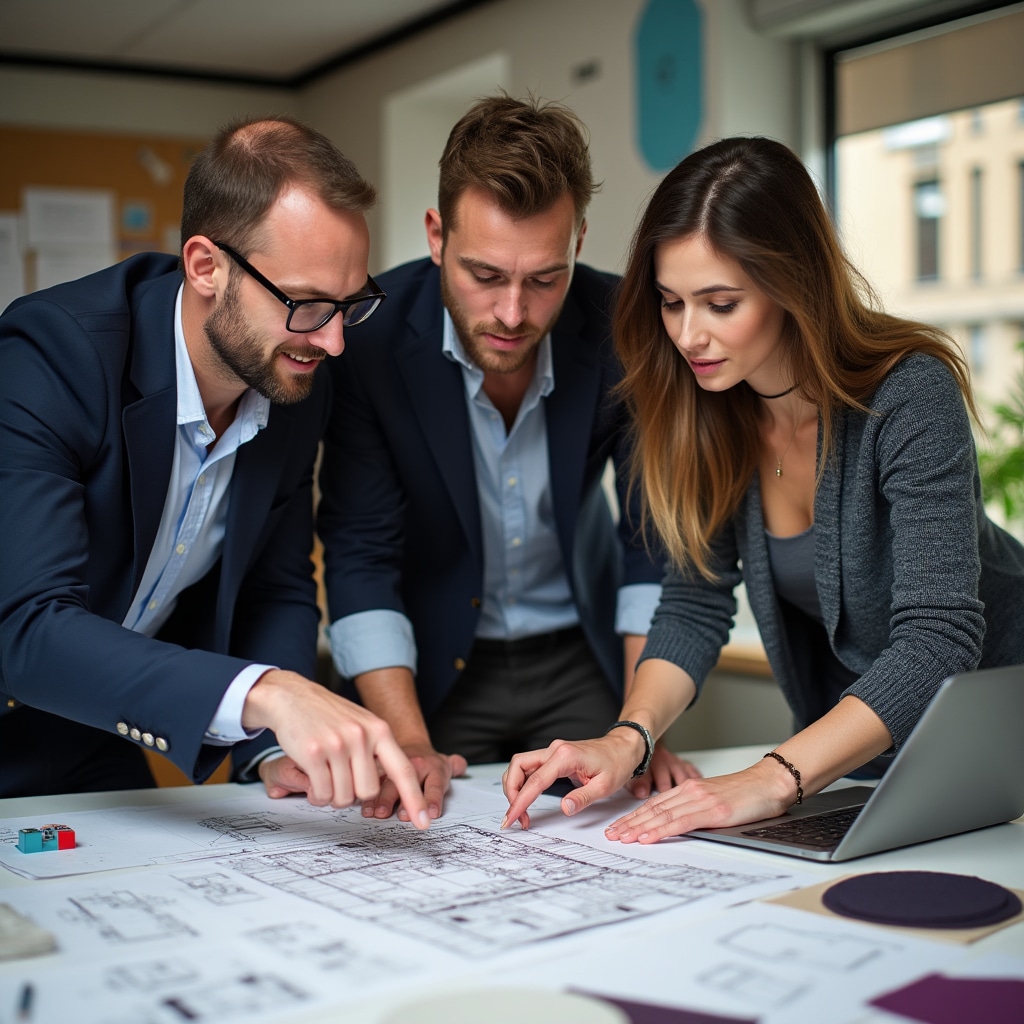 Team collaborating on workspace planning